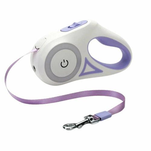 Laisse pour chien rétractable avec éclairage automatiqe.