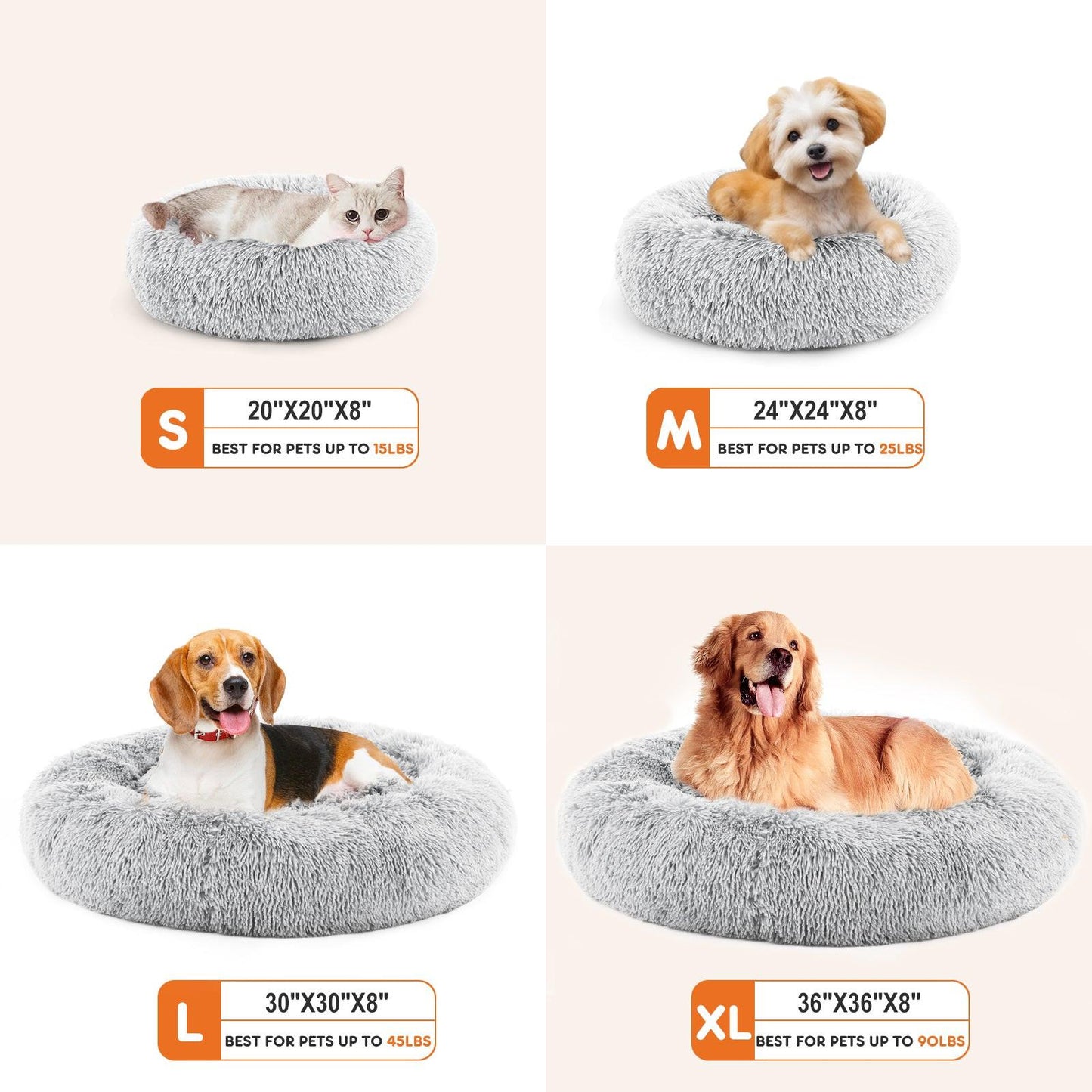 Fluffy Plush Pet Bed | Calming Faux Fur Dog & Cat Bed.