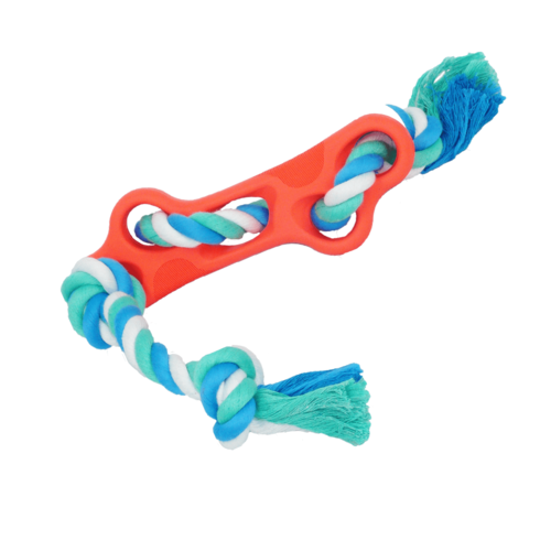 Jouet à mâcher os avec corde – Pour chiens actifs