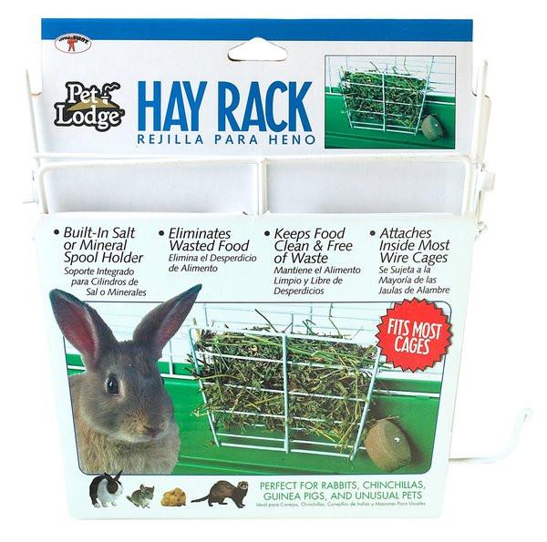 Rack à foin en acier inoxydable pour lapins.