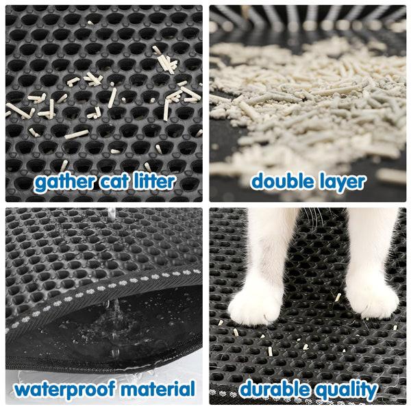 Tapis de litière à double couche pour chat.