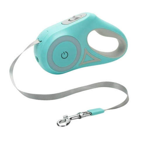 Retractable dog leash with automatic lighting