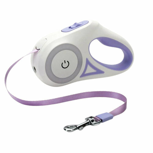 Retractable dog leash with automatic lighting