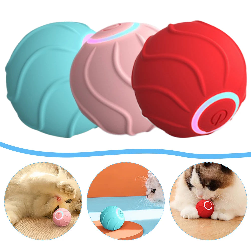 Balle interactive pour chat Smart Interactive Cat Ball™ de Animallerys, jouet pour animaux de compagnie avec lumière et mouvement.