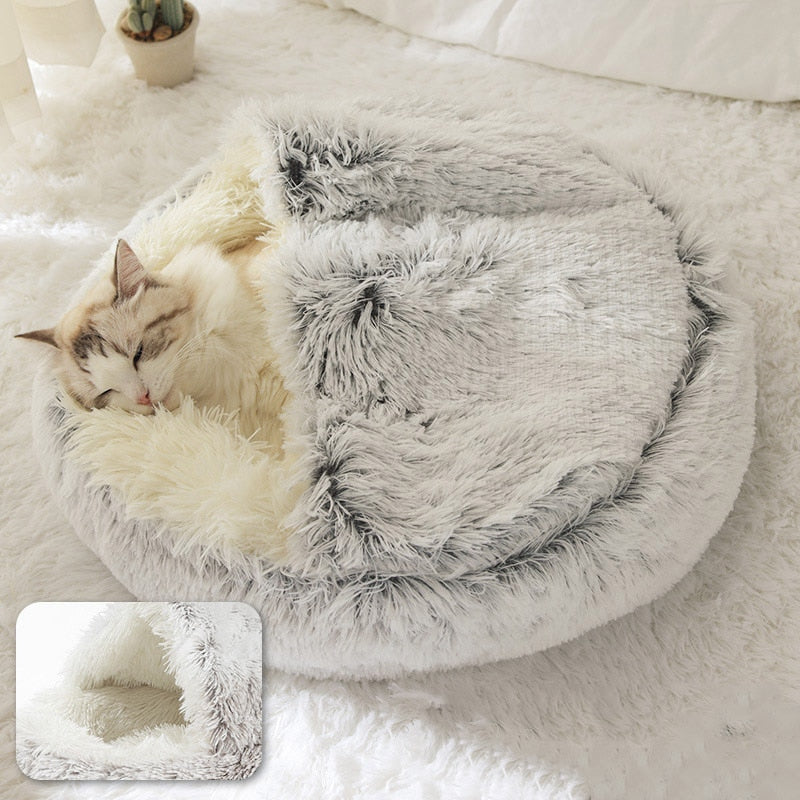 Plush Cocoon Cat Bed