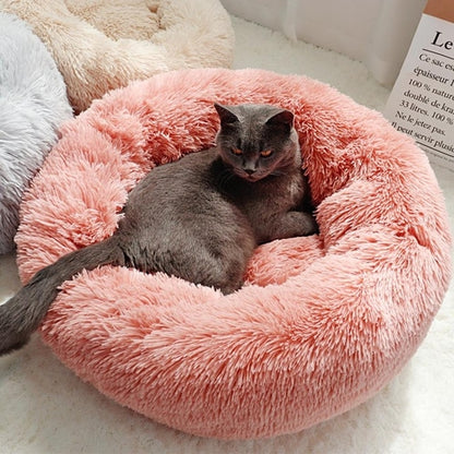 Ultra-Soft Round Plush Dog and Cat Bed