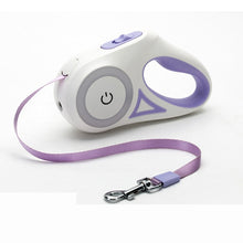 Retractable dog leash with automatic lighting