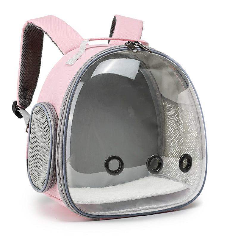 Sac à dos pour petits animaux de compagnie Animallerys, vue de face avec pochettes et ventilation pour animaux pets.