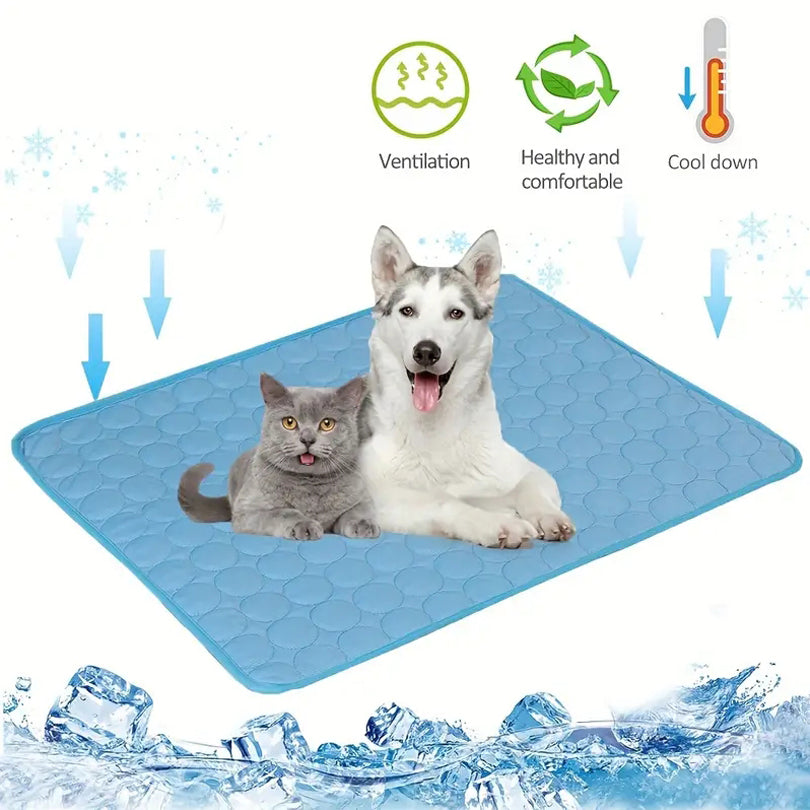 Tapis rafraîchissant pour animaux de compagnie Animallerys, solution de soulagement de la chaleur, avec un design confortable pour animaux.