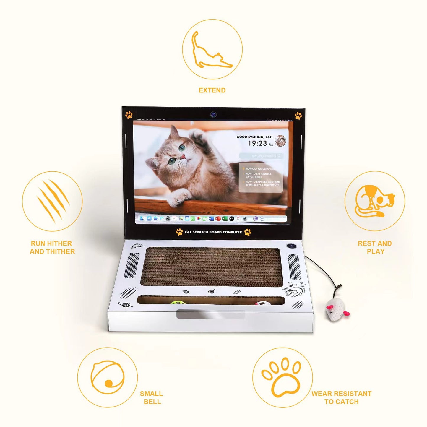 Griffoir pour chat en forme d'ordinateur de la marque Animallerys, avec surface en sisal pour gratter et divertir le chat.